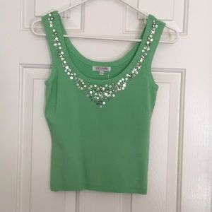 Mint green embellished sleeveless top